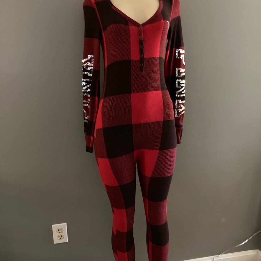 Plaid Red and Black Women's Sleepwear Onesie